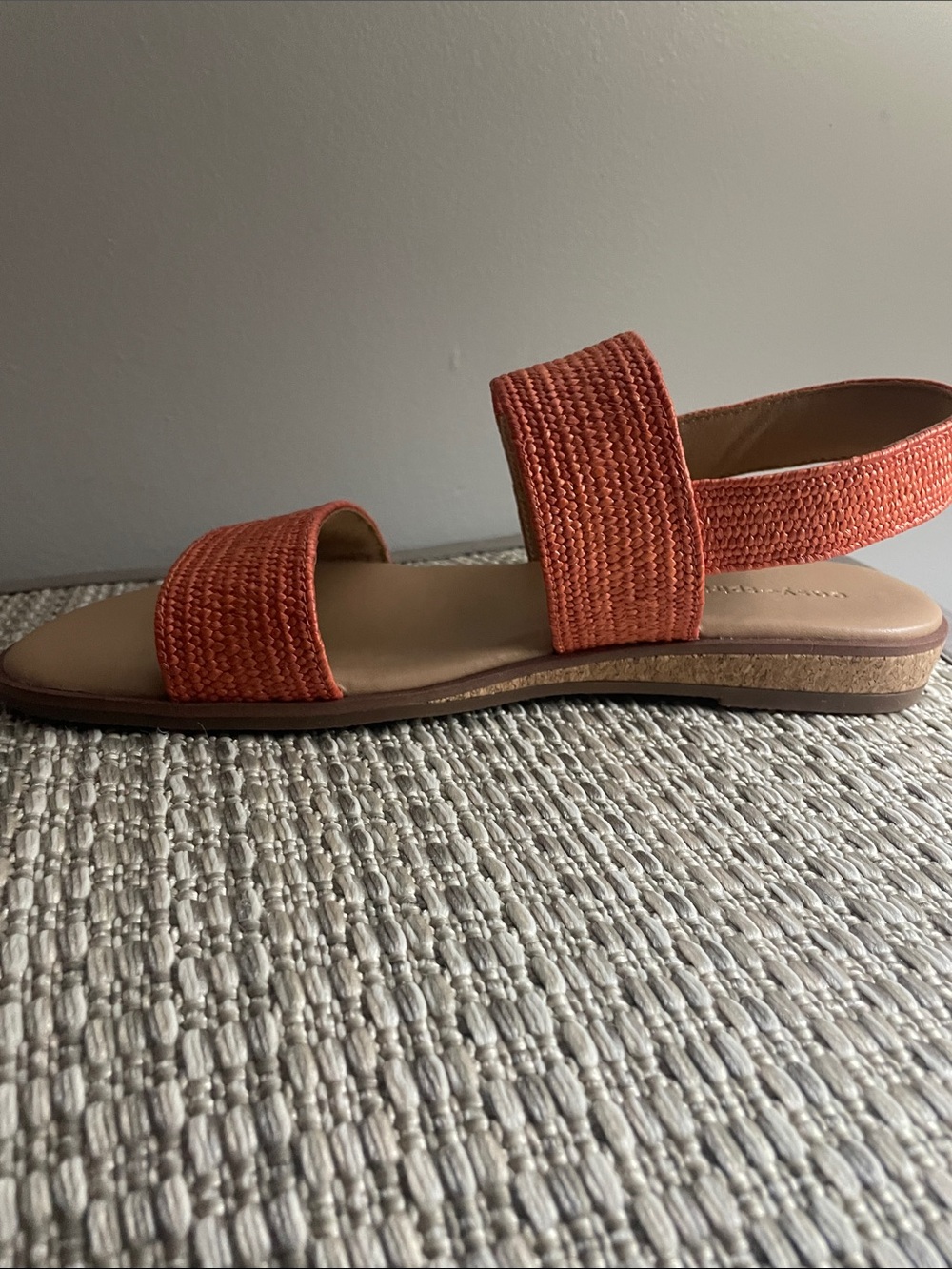 Easy Spirit Women's Woven Coral-Orange Two-Strap Slingback Sandal